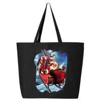 Santa Reindeer Sleigh Flying Over Snow 25L Jumbo Tote
