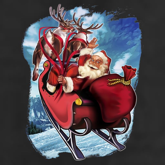 Santa Reindeer Sleigh Flying Over Snow 25L Jumbo Tote