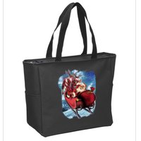 Santa Reindeer Sleigh Flying Over Snow Zip Tote Bag