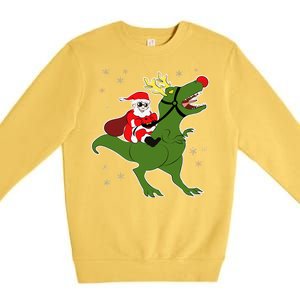 Santa Riding T-Rex Premium Crewneck Sweatshirt