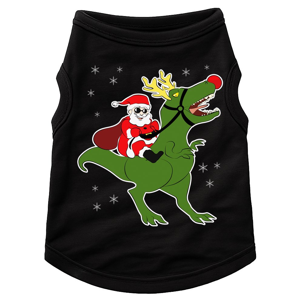 Santa Riding T-Rex Doggie Tank