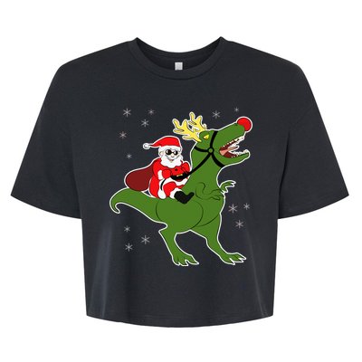 Santa Riding T-Rex Bella+Canvas Jersey Crop Tee