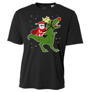 Santa Riding T-Rex Cooling Performance Crew T-Shirt