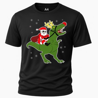Santa Riding T-Rex Performance Shirt