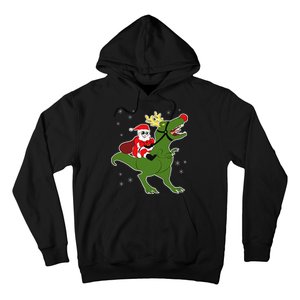 Santa Riding T-Rex Hoodie