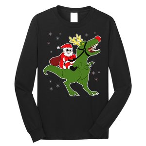 Santa Riding T-Rex Long Sleeve Shirt