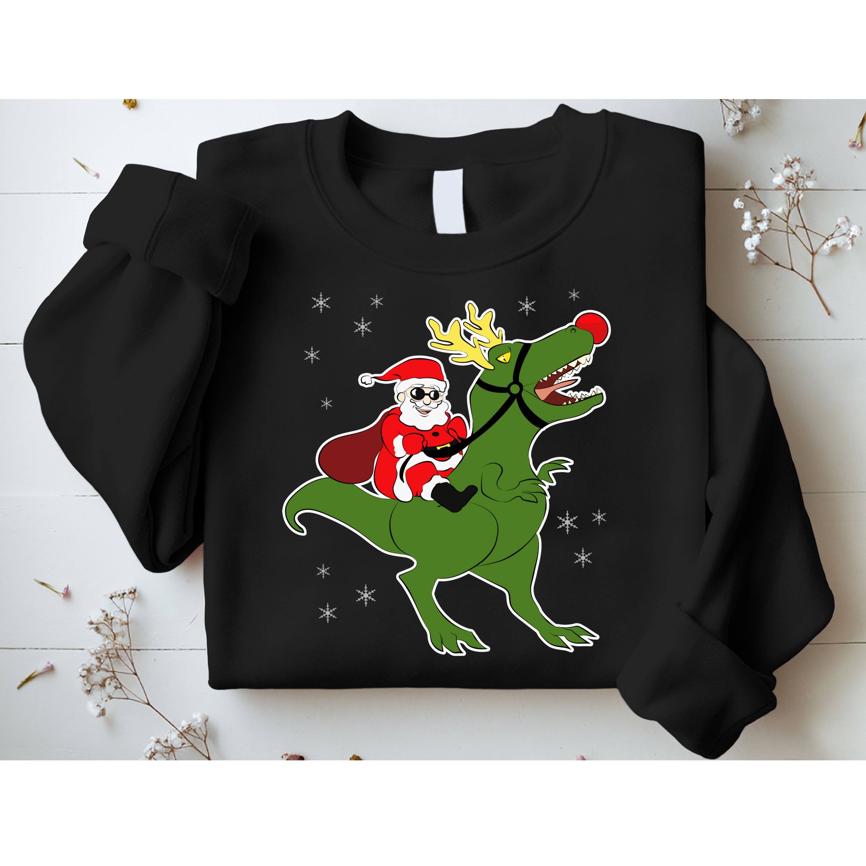 Santa Riding T-Rex Sweatshirt
