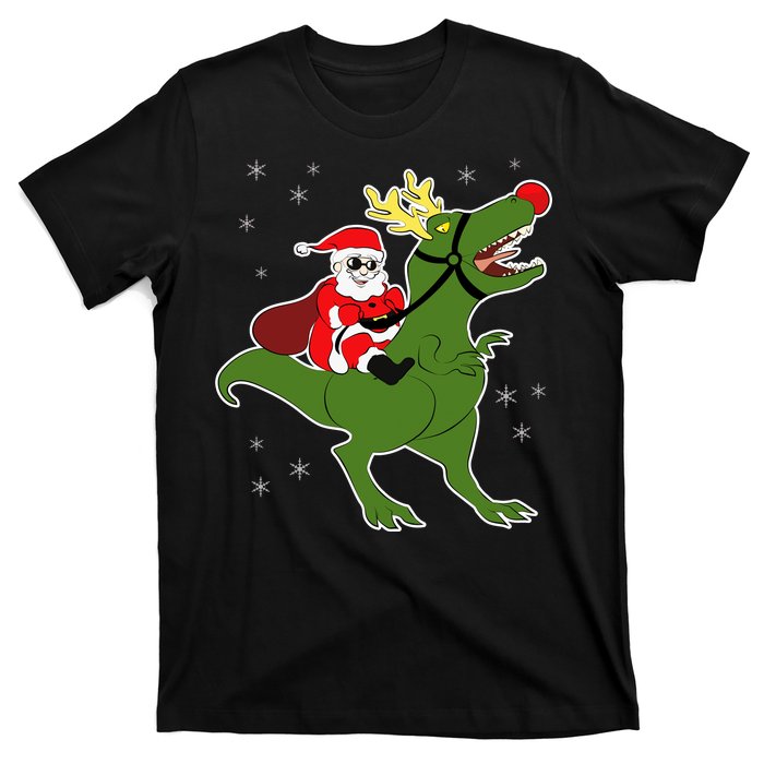 Santa Riding T-Rex T-Shirt