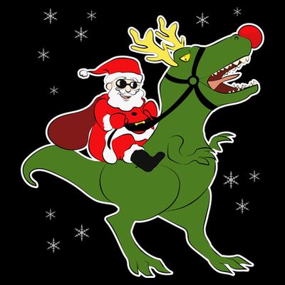 Santa Riding T-Rex T-Shirt
