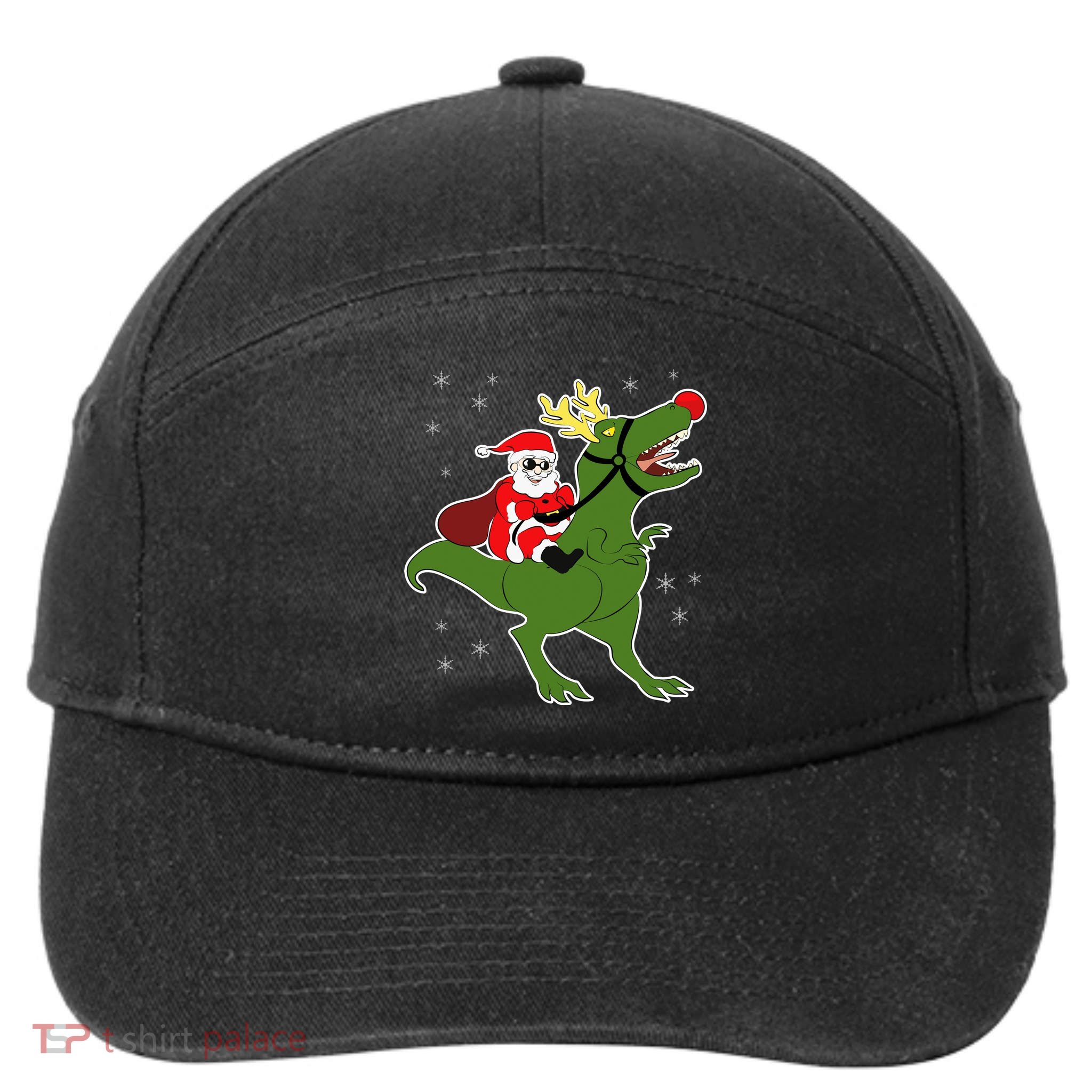 Santa Riding T-Rex 7-Panel Snapback Hat