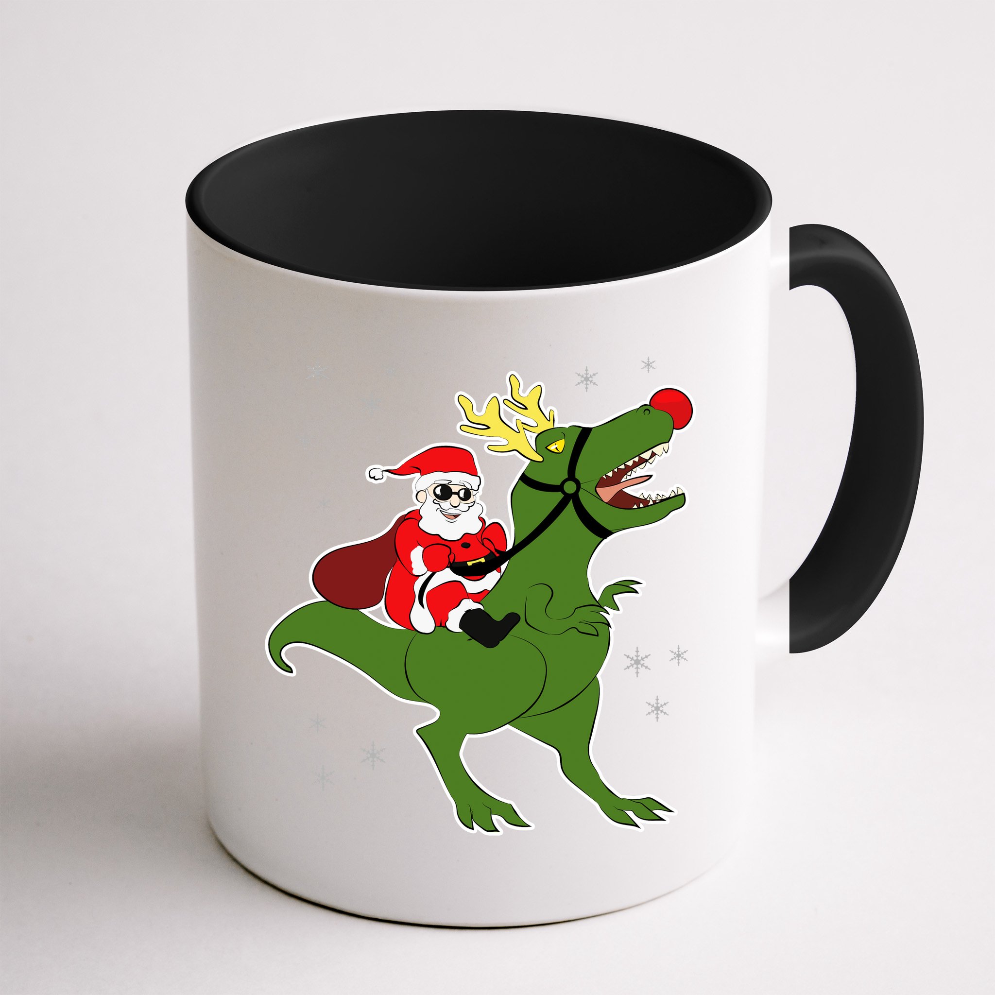 Santa Riding T-Rex Mug