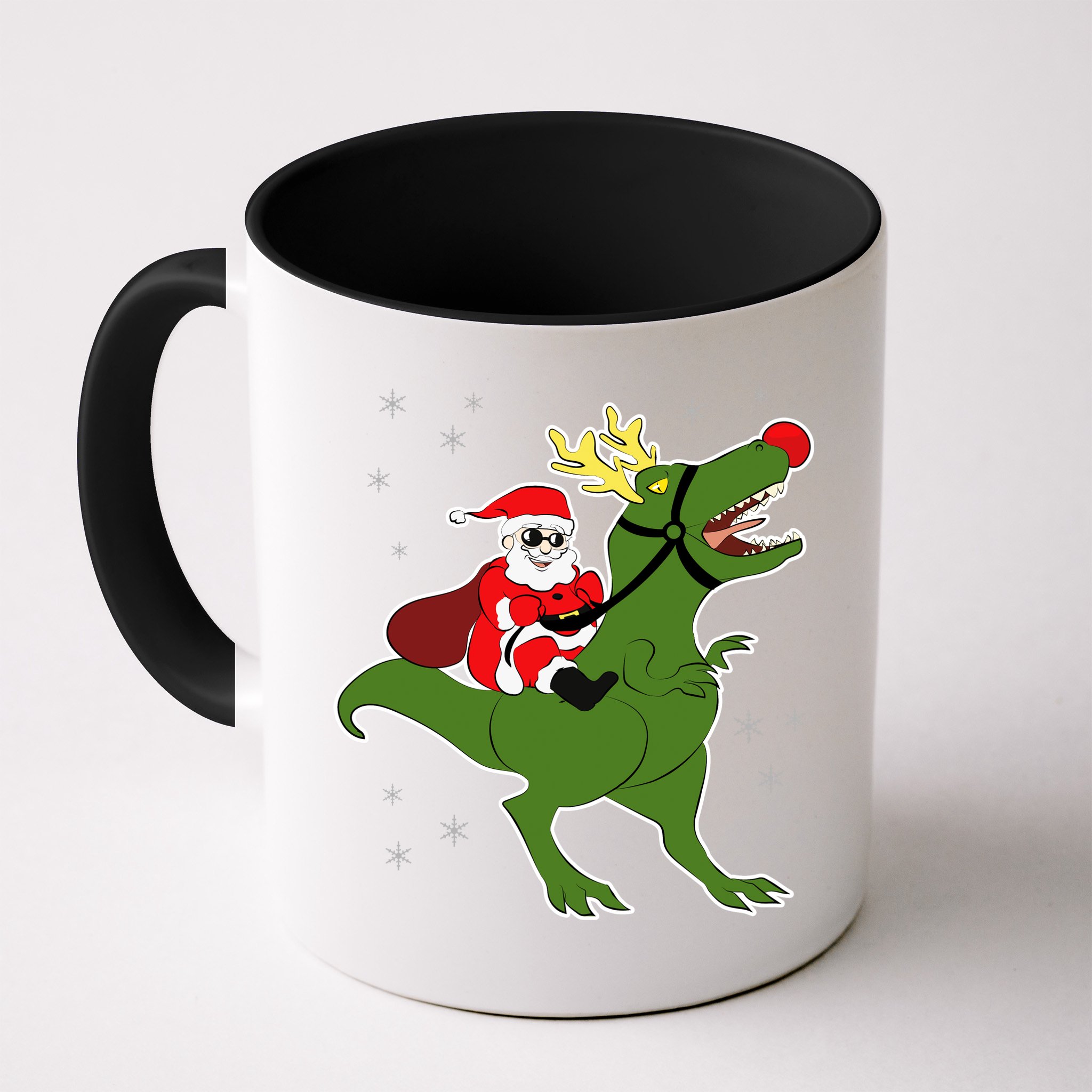 Santa Riding T-Rex Mug