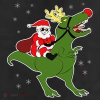Santa Riding T-Rex 11oz C Handle Ceramic Mug