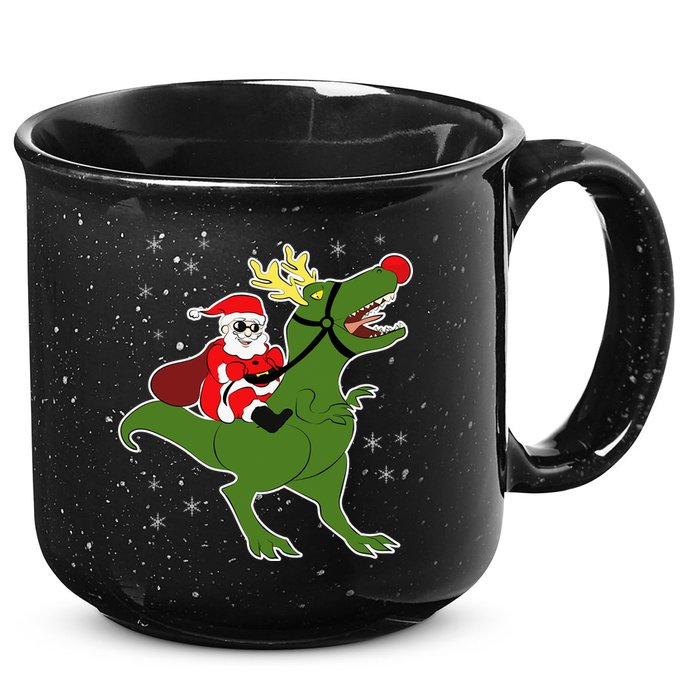 Santa Riding T-Rex 15oz Campfire Ceramic Mug