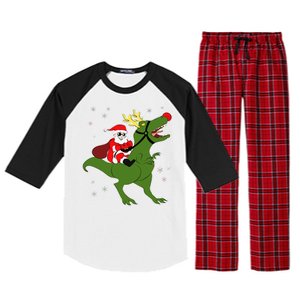 Santa Riding T-Rex Raglan Sleeve Pajama Set