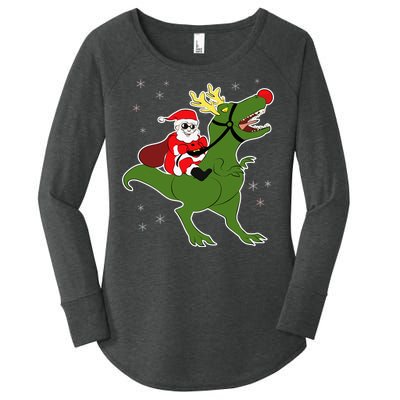 Santa Riding T-Rex Women's Perfect Tri Tunic Long Sleeve Shirt