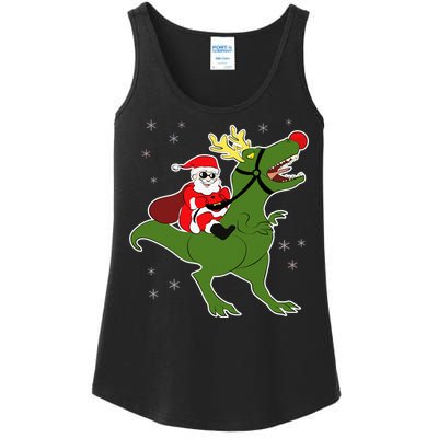 Santa Riding T-Rex Ladies Essential Tank