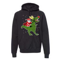 Santa Riding T-Rex Premium Hoodie