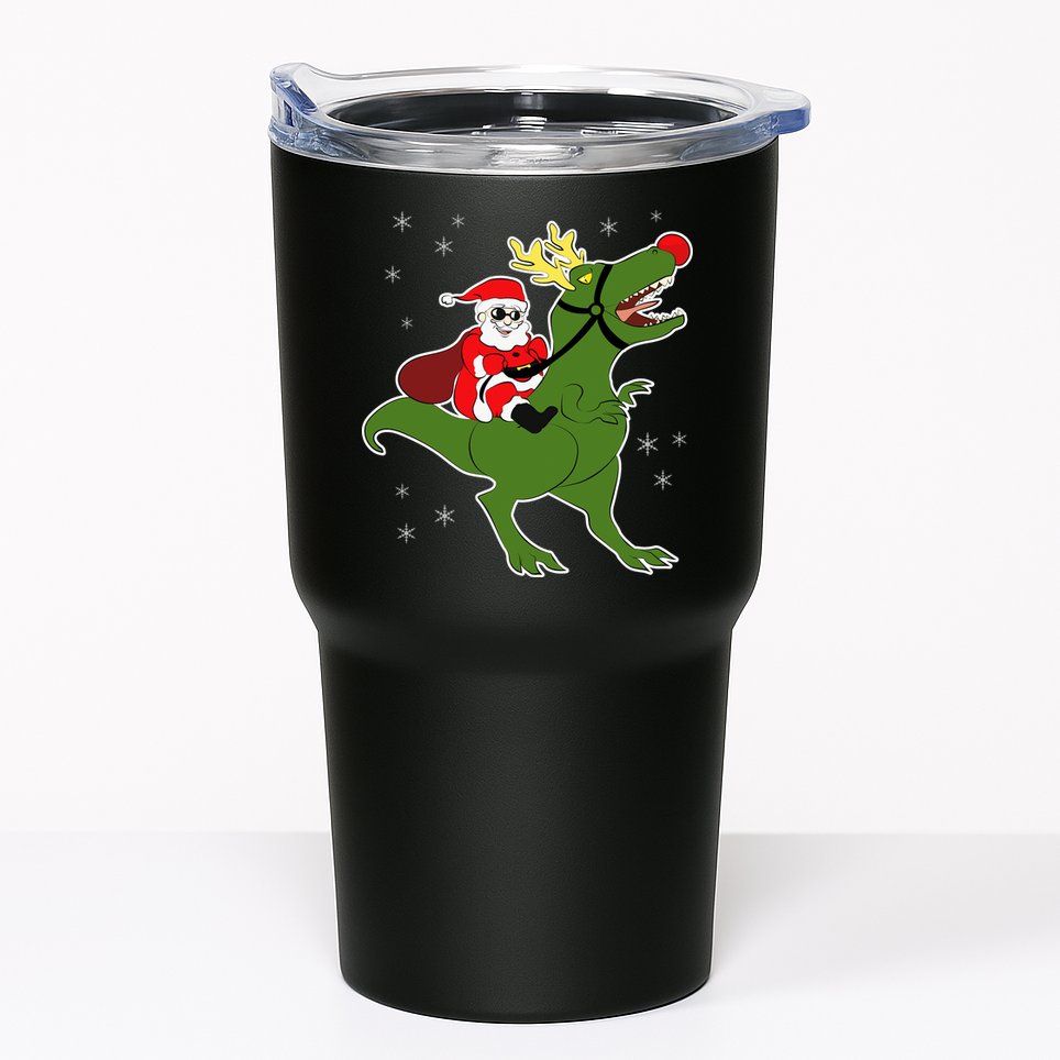 Santa Riding T-Rex Tumbler