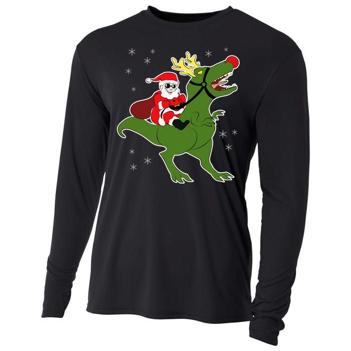 Santa Riding T-Rex Cooling Performance Long Sleeve Crew