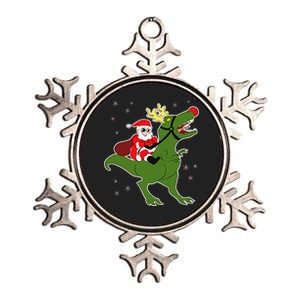 Santa Riding T-Rex Metallic Star Ornament