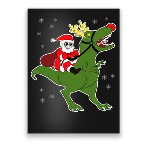 Santa Riding T-Rex Poster