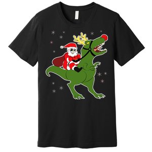 Santa Riding T-Rex Premium T-Shirt