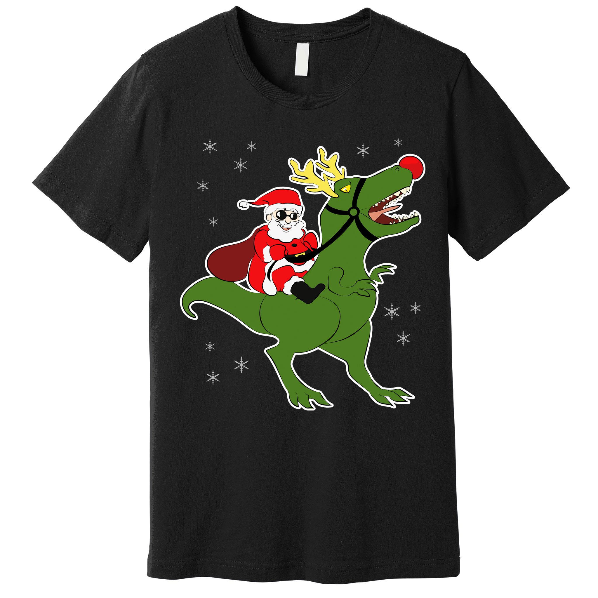 Santa Riding T-Rex Premium T-Shirt