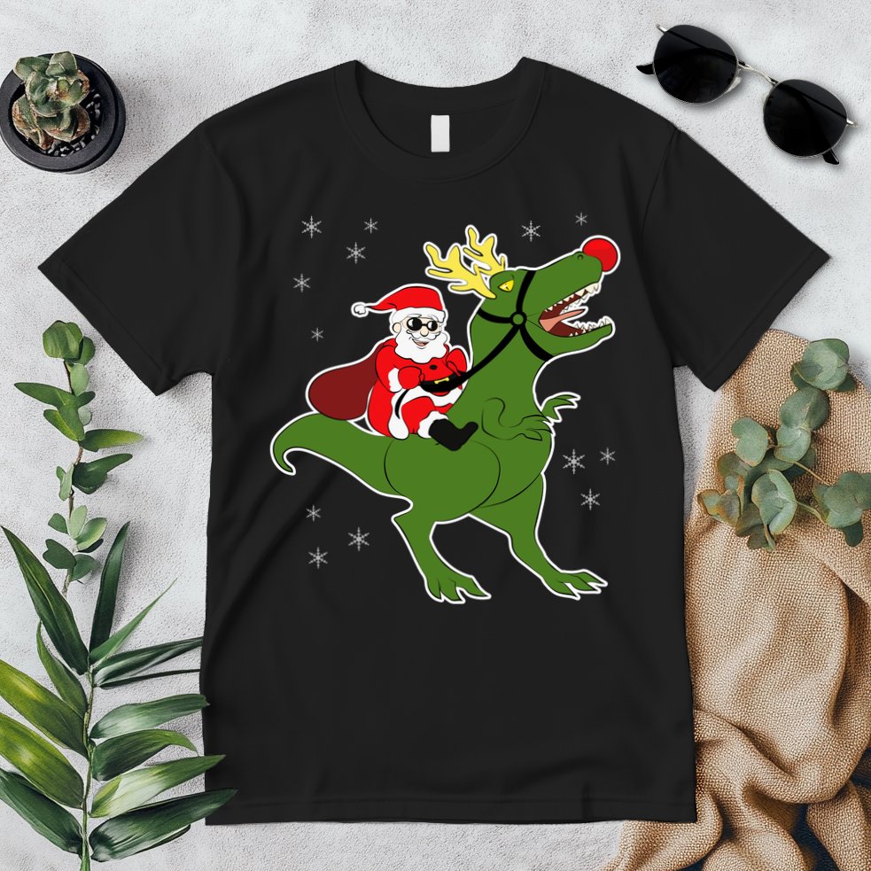 Santa Riding T-Rex Premium T-Shirt