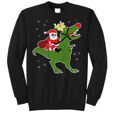 Santa Riding T-Rex Tall Sweatshirt