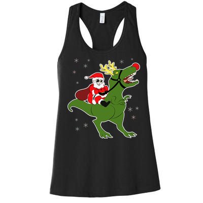 Santa Riding T-Rex Women's Racerback Tank