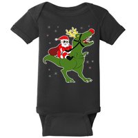 Santa Riding T-Rex Baby Bodysuit