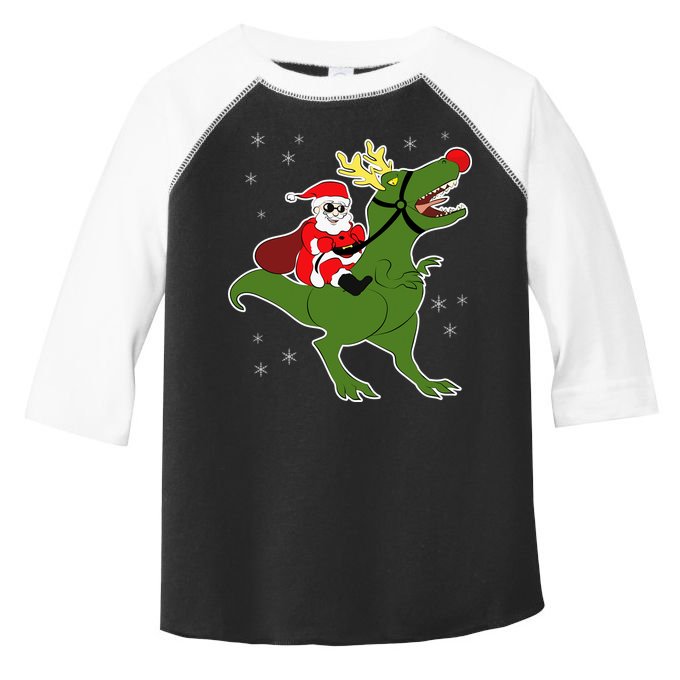 Santa Riding T-Rex Toddler Fine Jersey T-Shirt