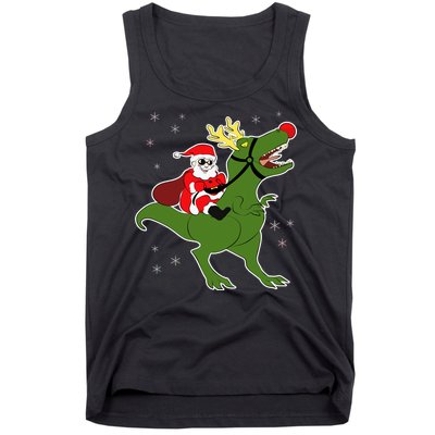 Santa Riding T-Rex Tank Top