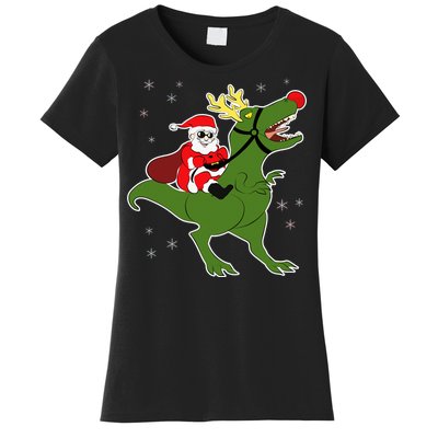 Santa Riding T-Rex Women's T-Shirt