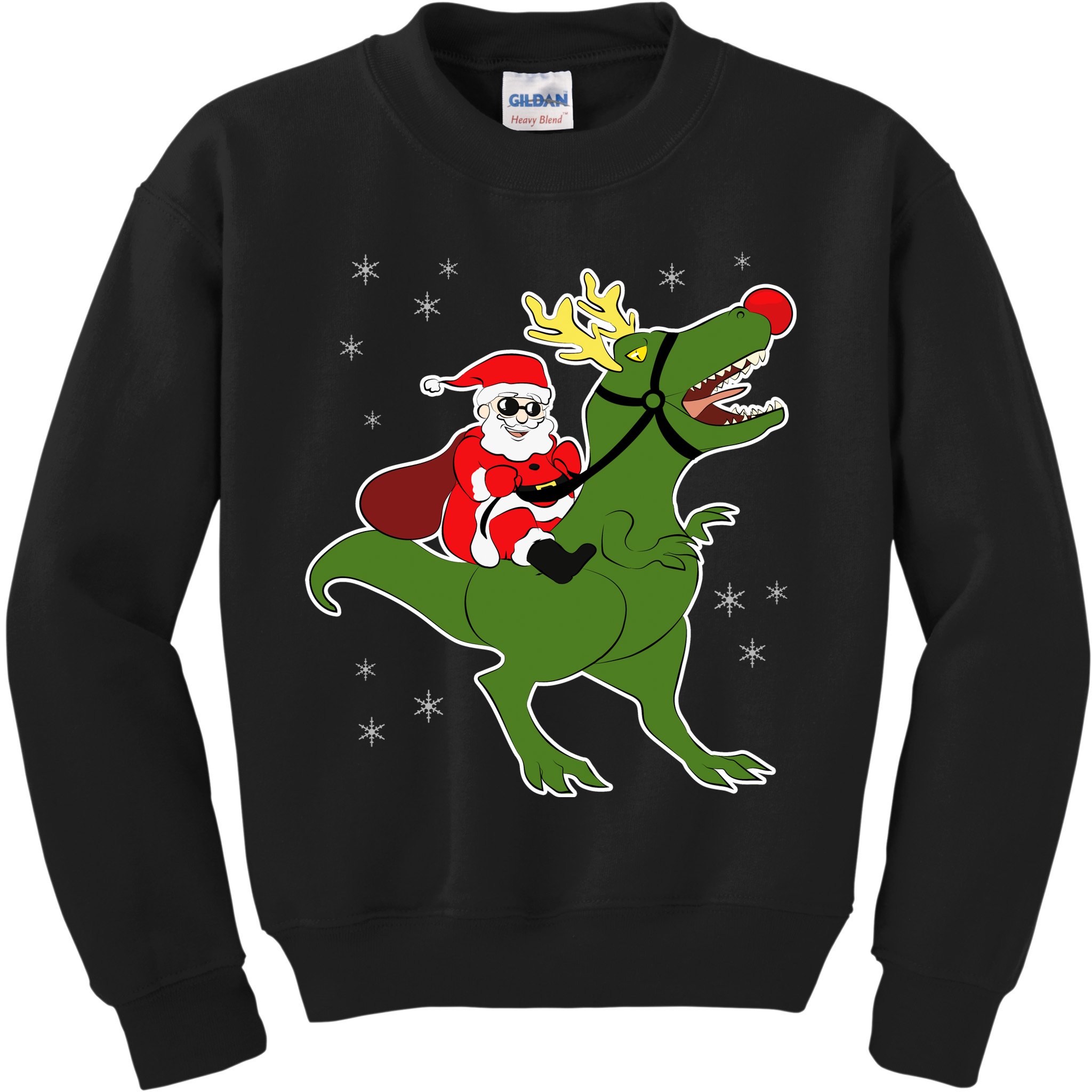Santa Riding T-Rex Kids Sweatshirt