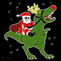 Santa Riding T-Rex Wool Snapback Cap