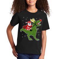 Santa Riding T-Rex Kids T-Shirt