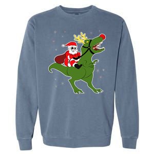 Santa Riding T-Rex Garment-Dyed Sweatshirt