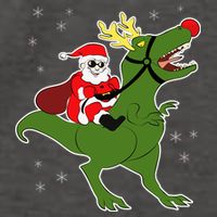 Santa Riding T-Rex Vector Backpack