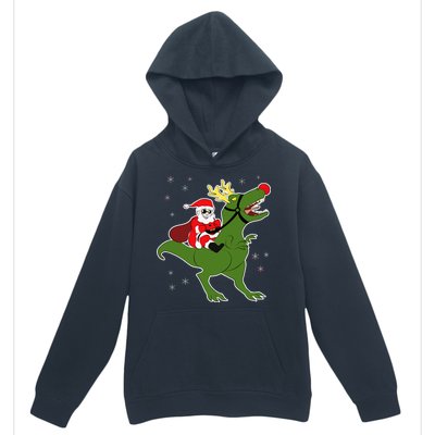 Santa Riding T-Rex Urban Pullover Hoodie