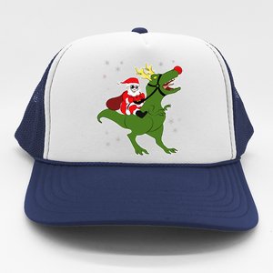 Santa Riding T-Rex Trucker Hat