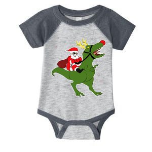 Santa Riding T-Rex Infant Baby Jersey Bodysuit