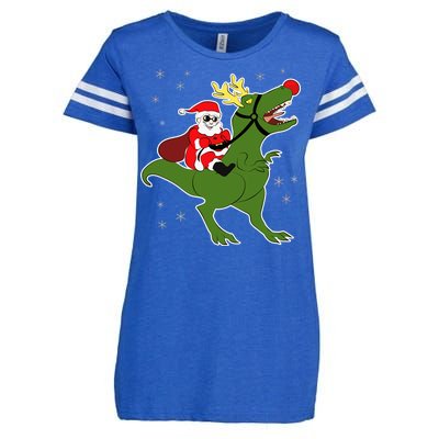 Santa Riding T-Rex Enza Ladies Jersey Football T-Shirt