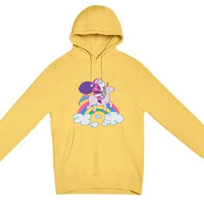 Santa Riding Unicorn Premium Pullover Hoodie