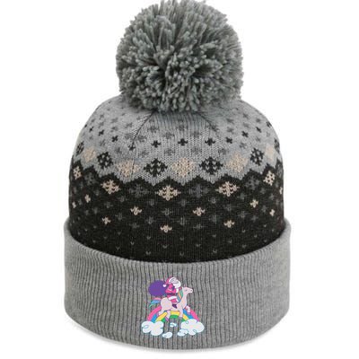 Santa Riding Unicorn The Baniff Cuffed Pom Beanie