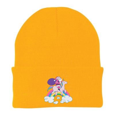 Santa Riding Unicorn Knit Cap Winter Beanie