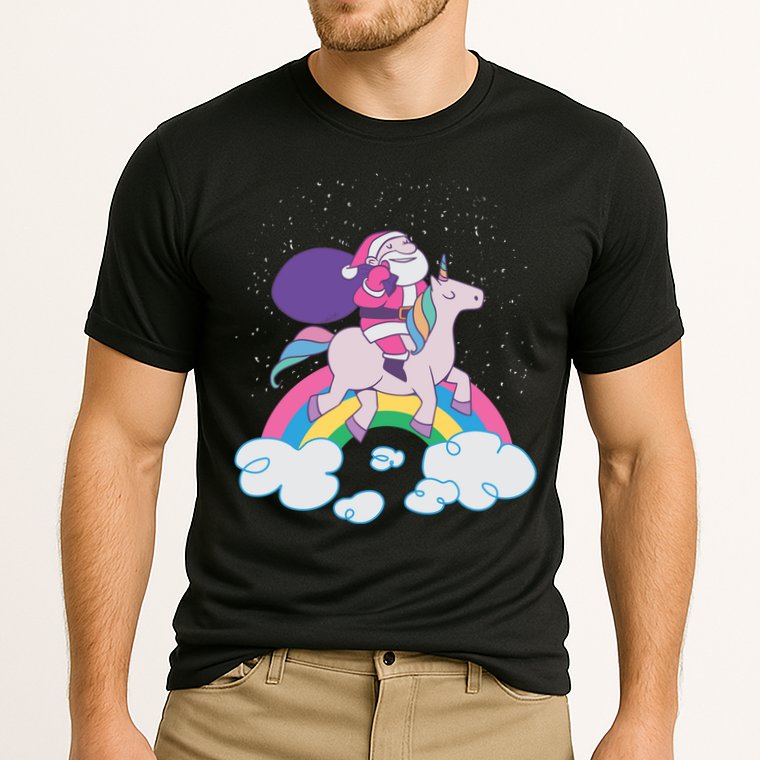 Santa Riding Unicorn Performance Shirt
