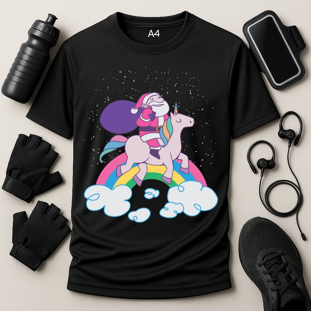 Santa Riding Unicorn Performance Shirt