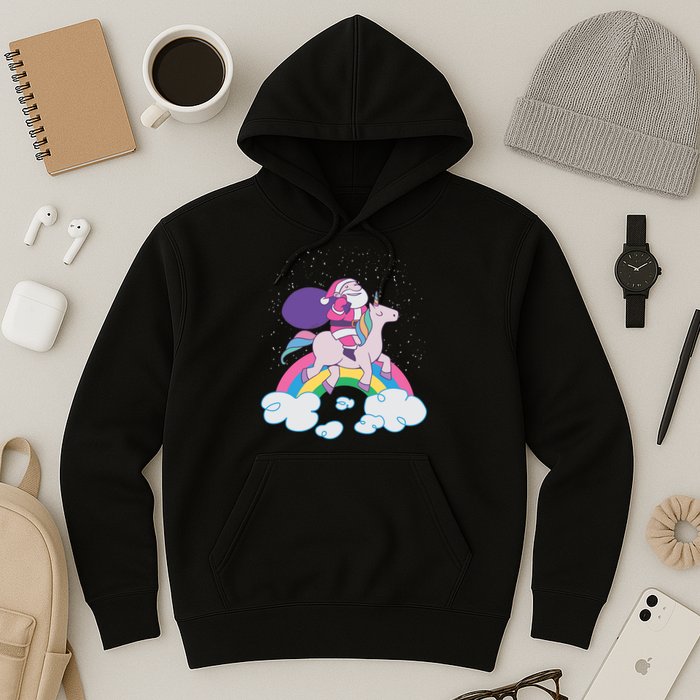 Santa Riding Unicorn Hoodie
